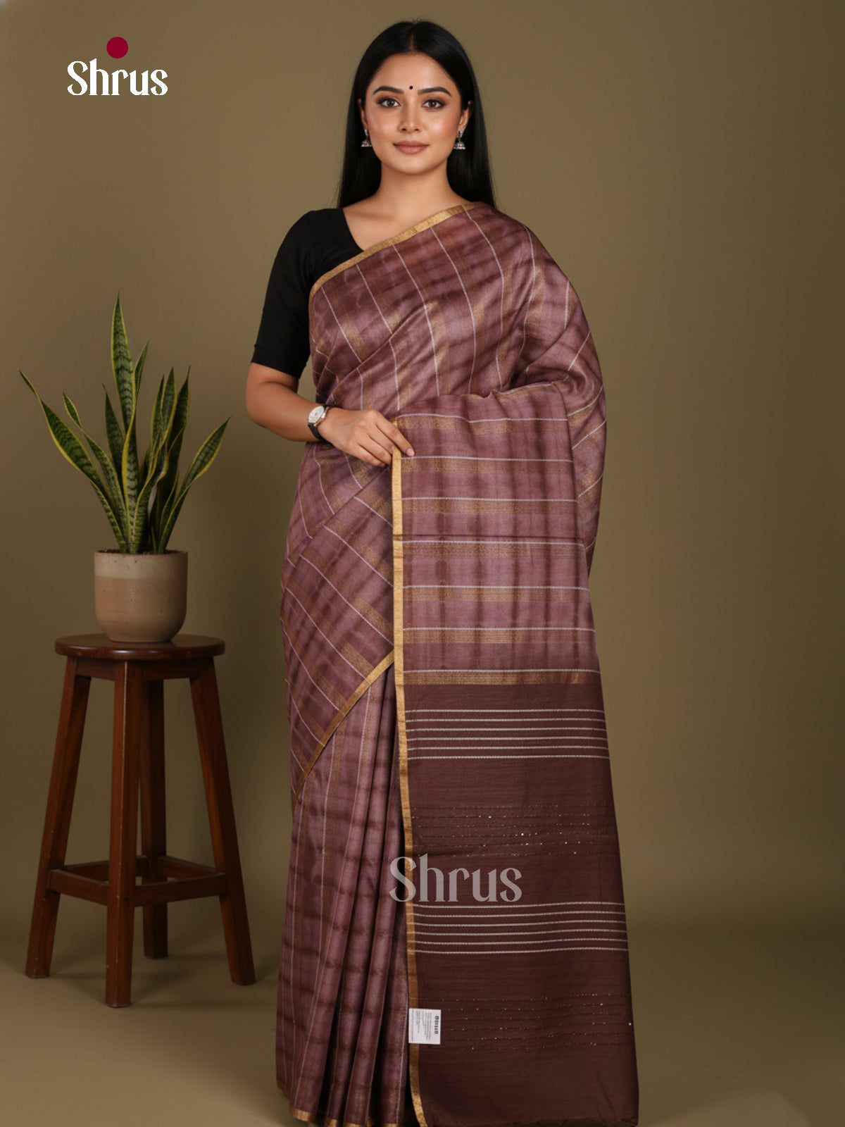 brown - Shibori Saree