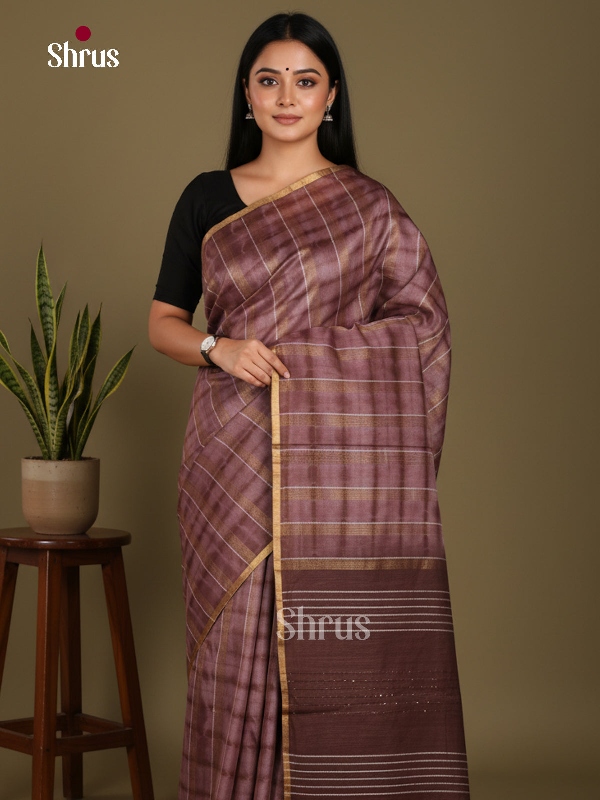 brown - Shibori Saree