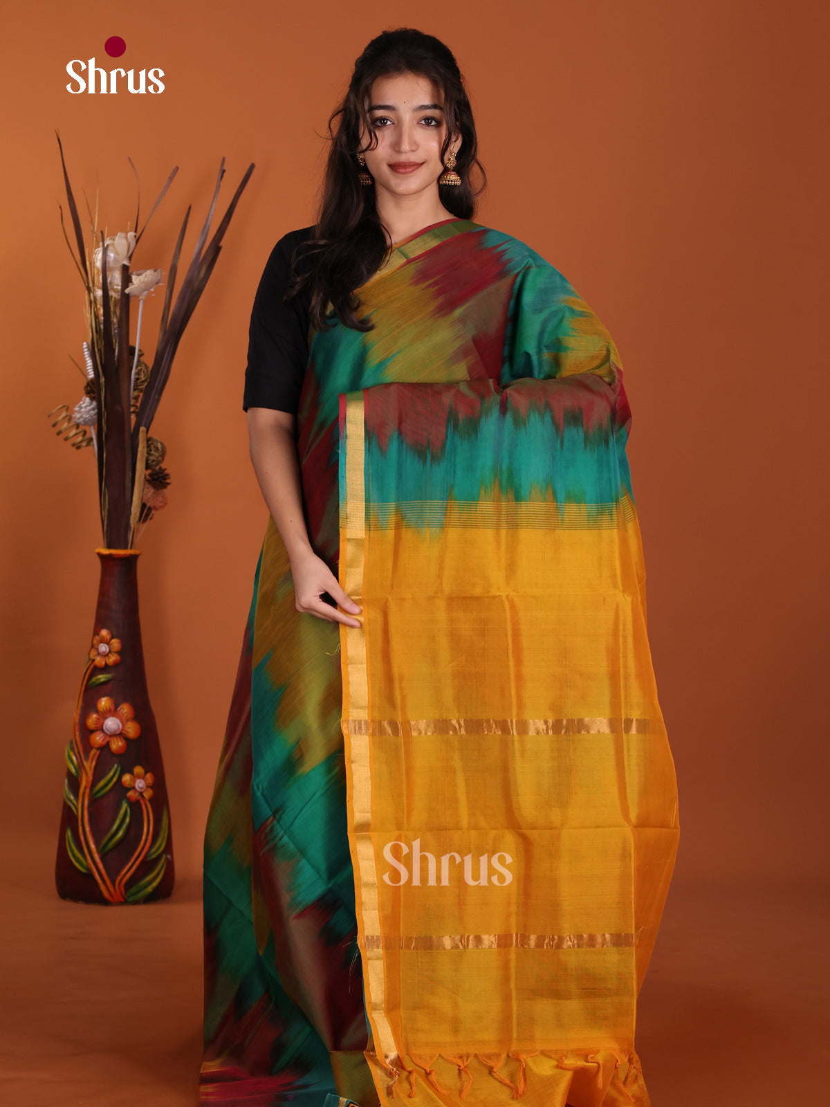 DKS24022 - Silk Cotton Saree - Shop on Shrus.com