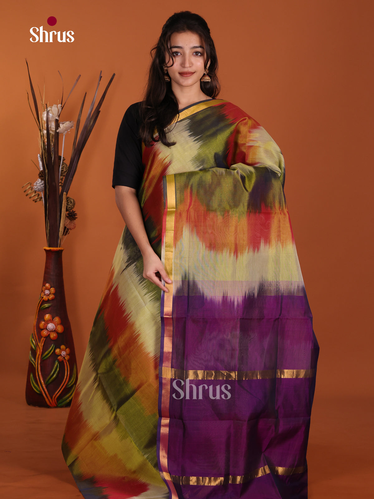 DKS24029 - Silk Cotton Saree - Shop on Shrus.com