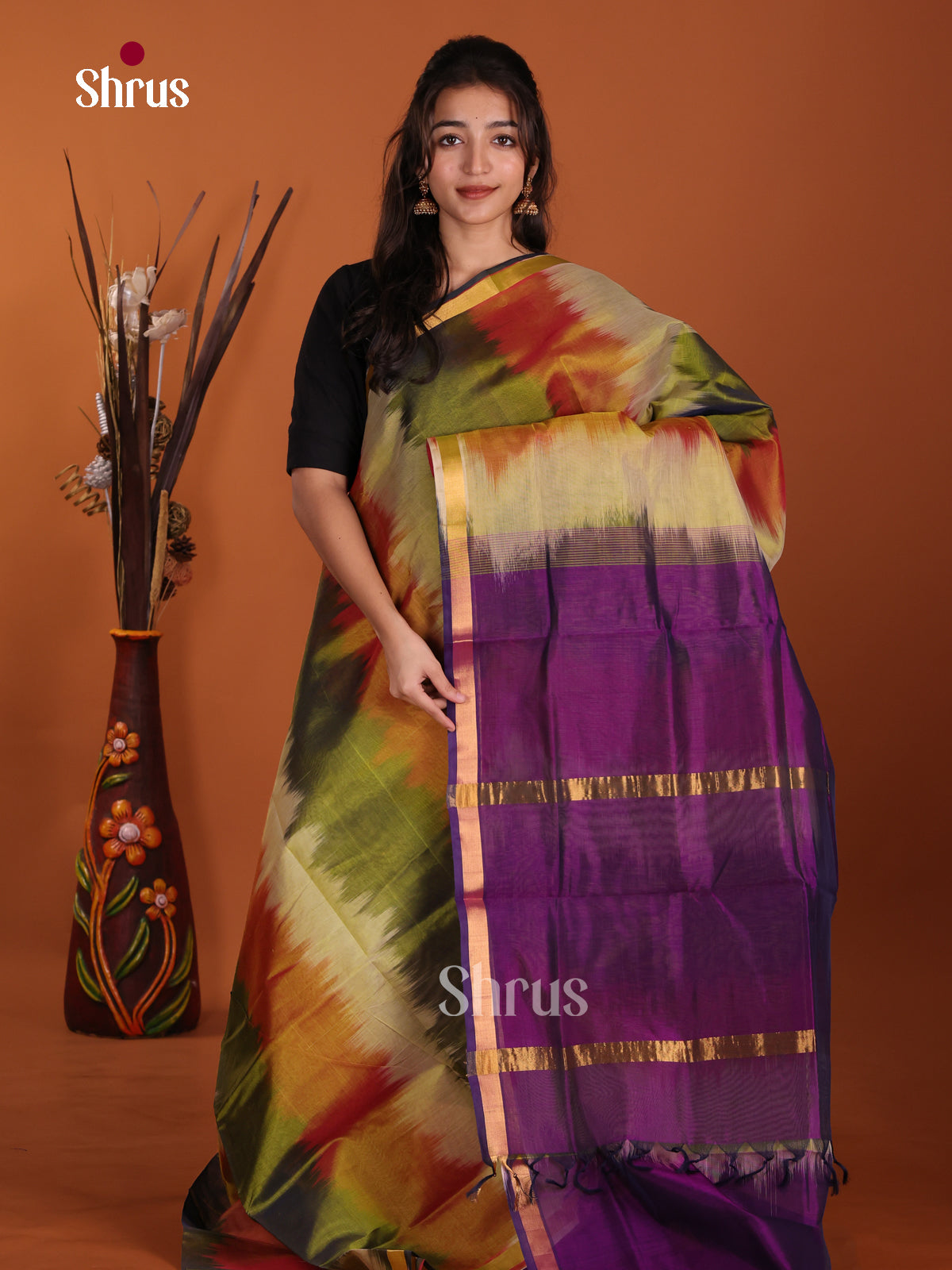 DKS24116 - Silk Cotton Saree - Shop on Shrus.com
