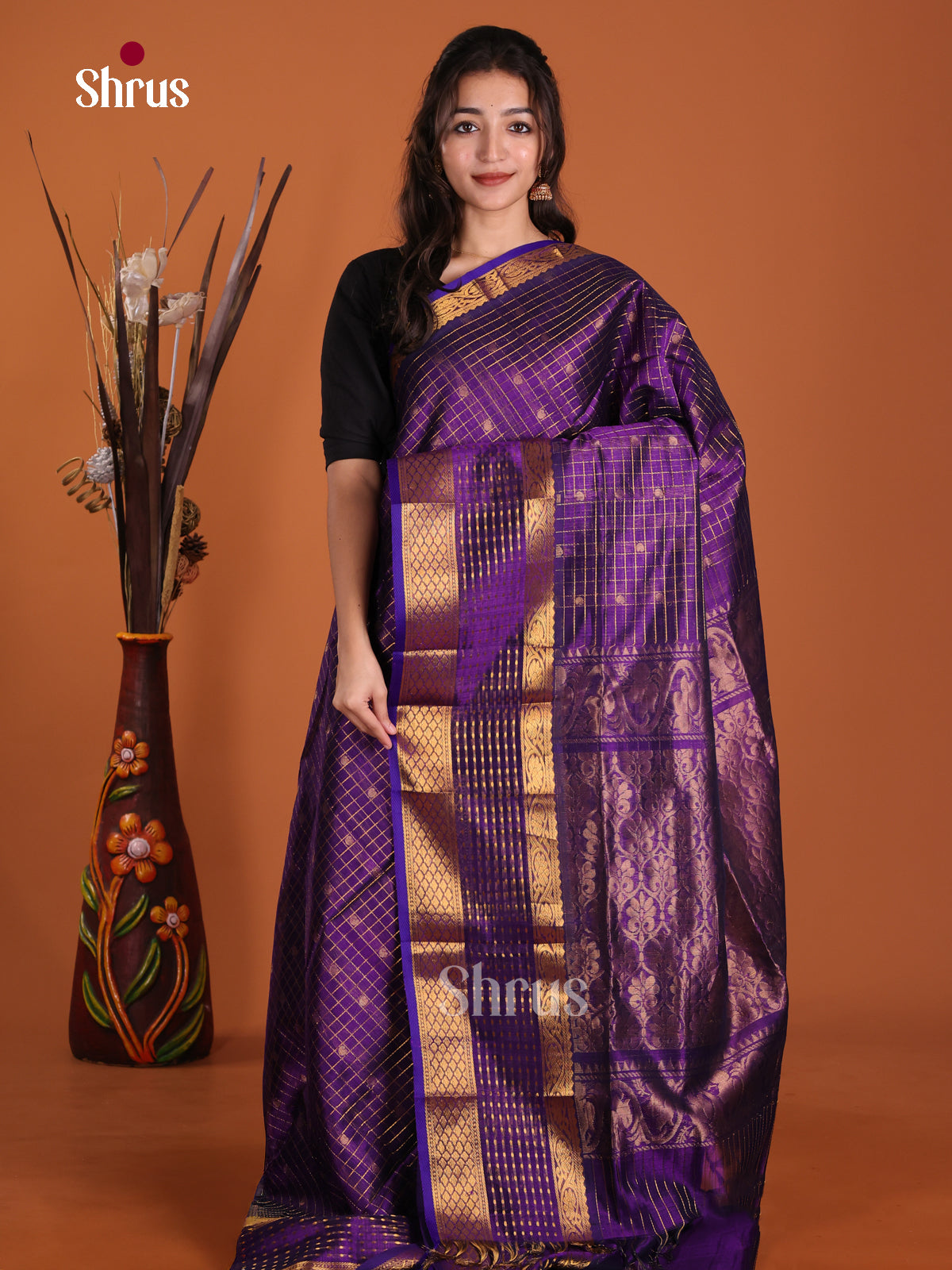 DKS24279 - Silk Cotton Saree - Shop on Shrus.com