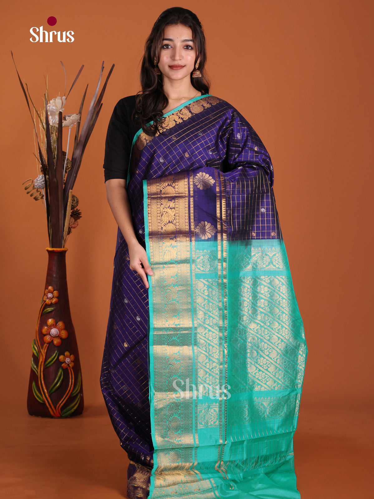DKS24302 - Silk Cotton Saree - Shop on Shrus.com