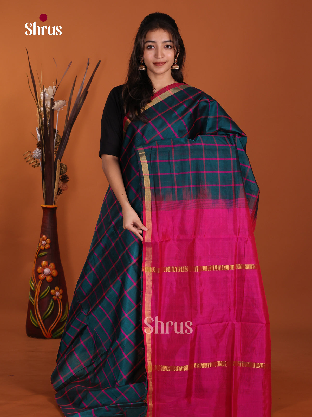 DKS24436 - Silk Cotton Saree - Shop on Shrus.com