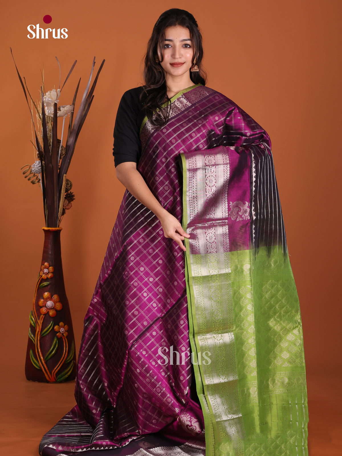 DKS24574 - Silk Cotton Saree - Shop on Shrus.com