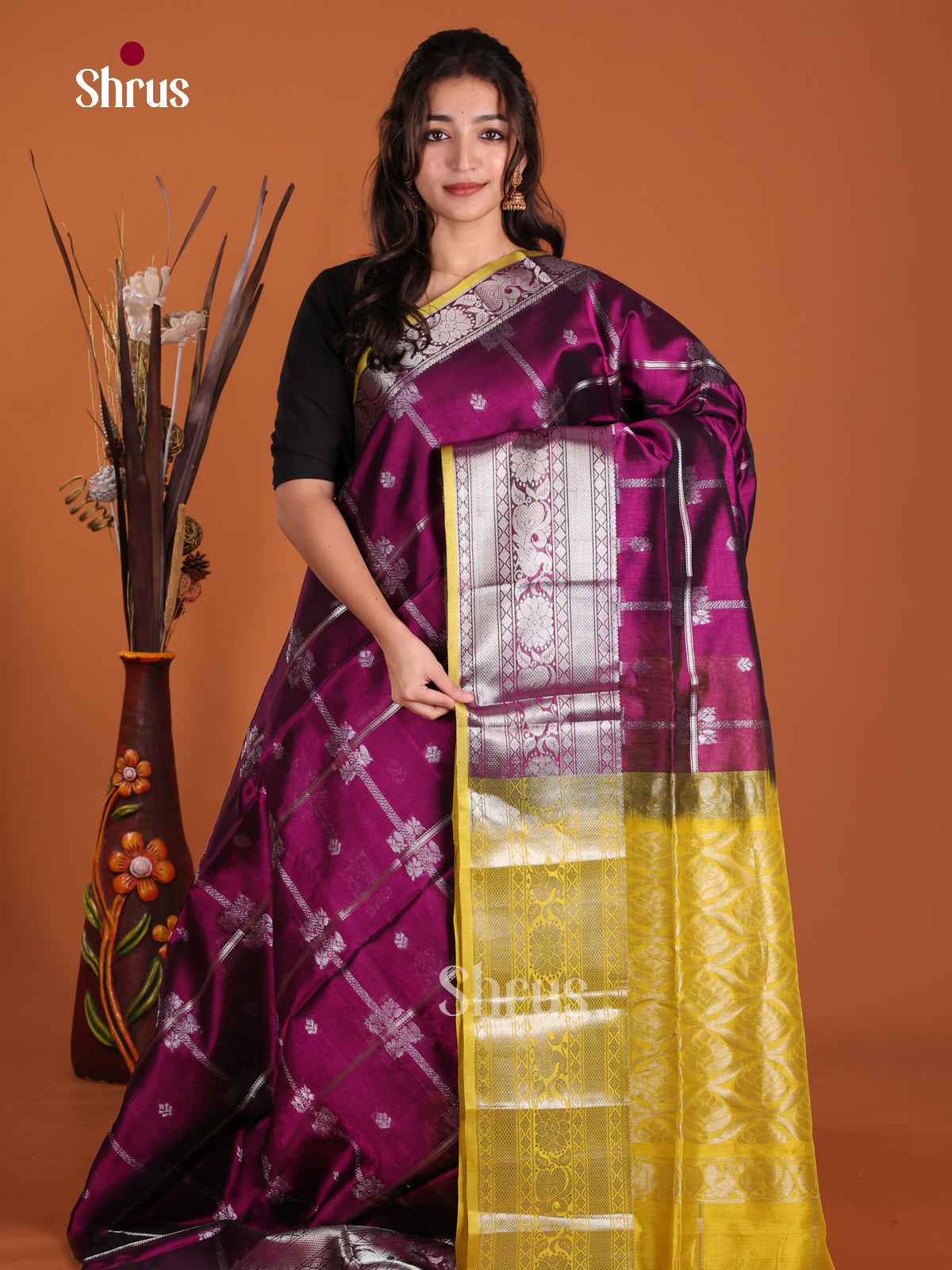 DKS24578 - Silk Cotton Saree - Shop on Shrus.com