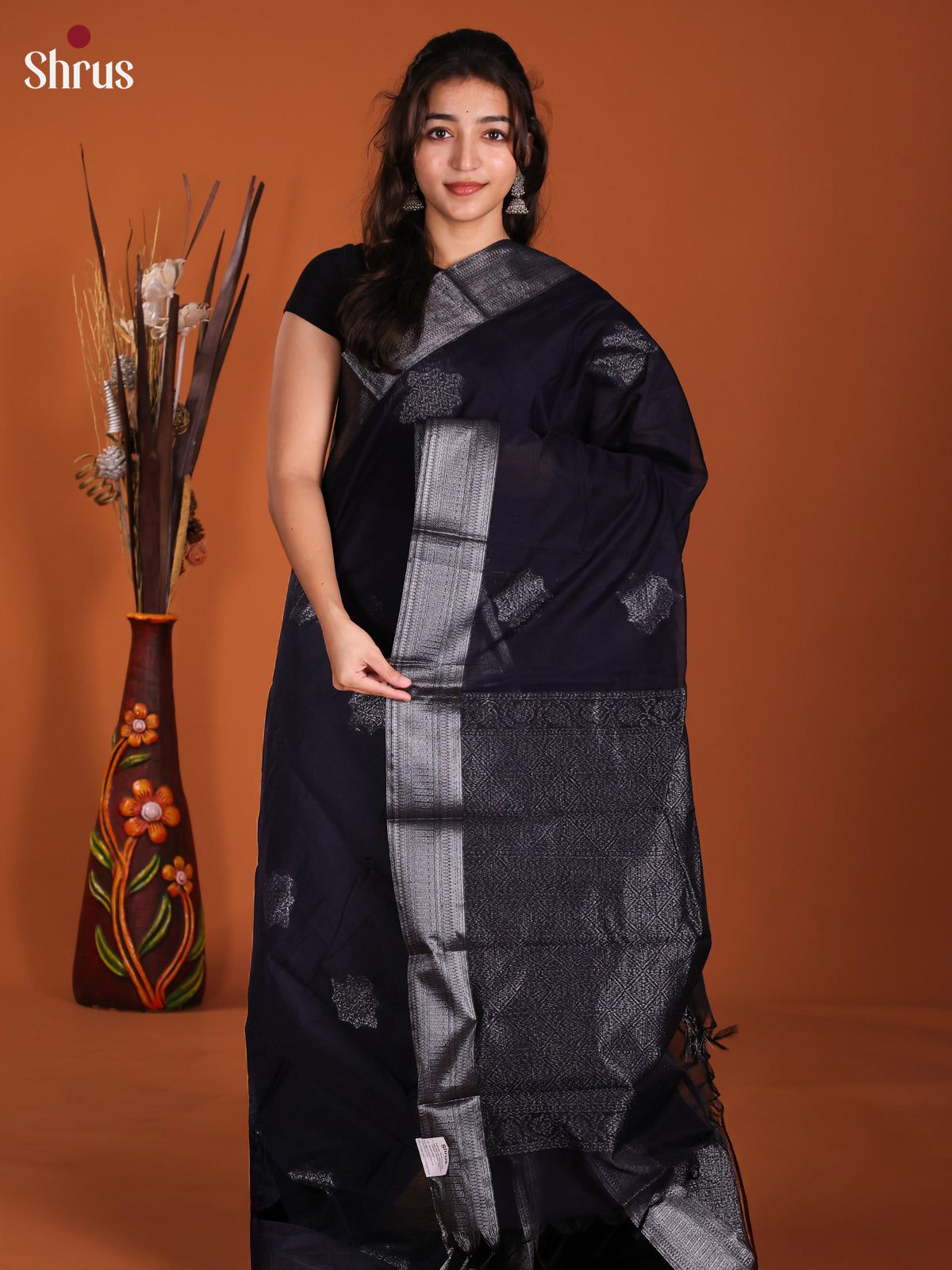 Navy Blue- Semi Silkcotton Saree -DKS25183