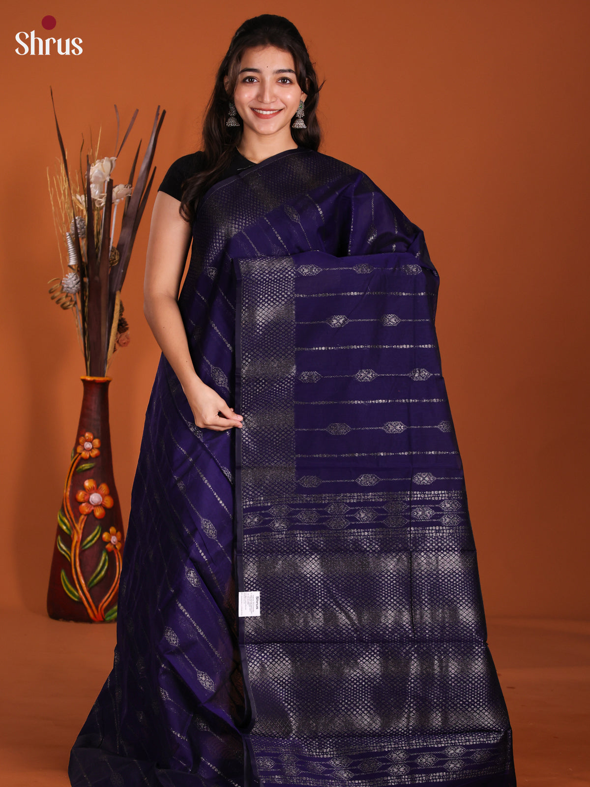 Blue - Semi Silkcotton Saree - DKS25201