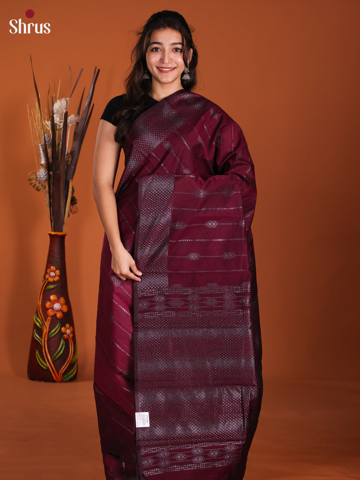 Maroon - Semi Silkcotton Saree - DKS25205