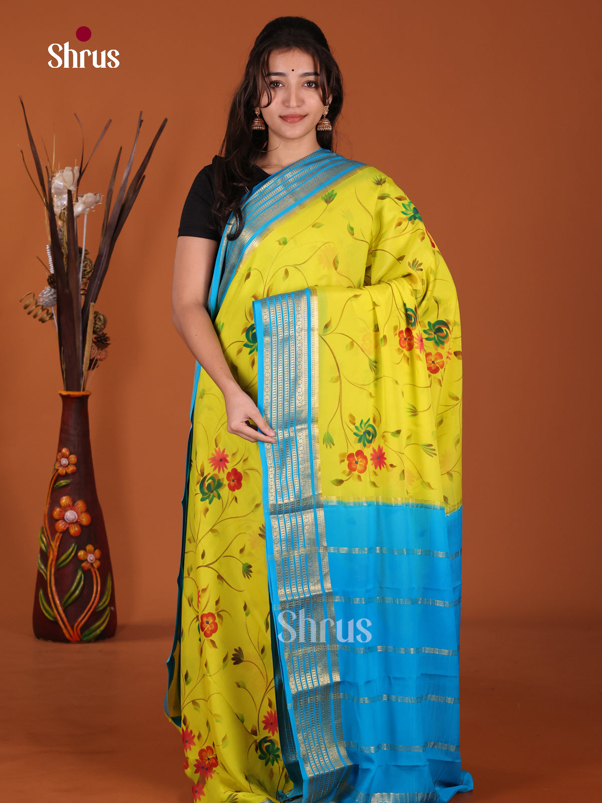 DKS25318 - Mysore Silk Print Saree