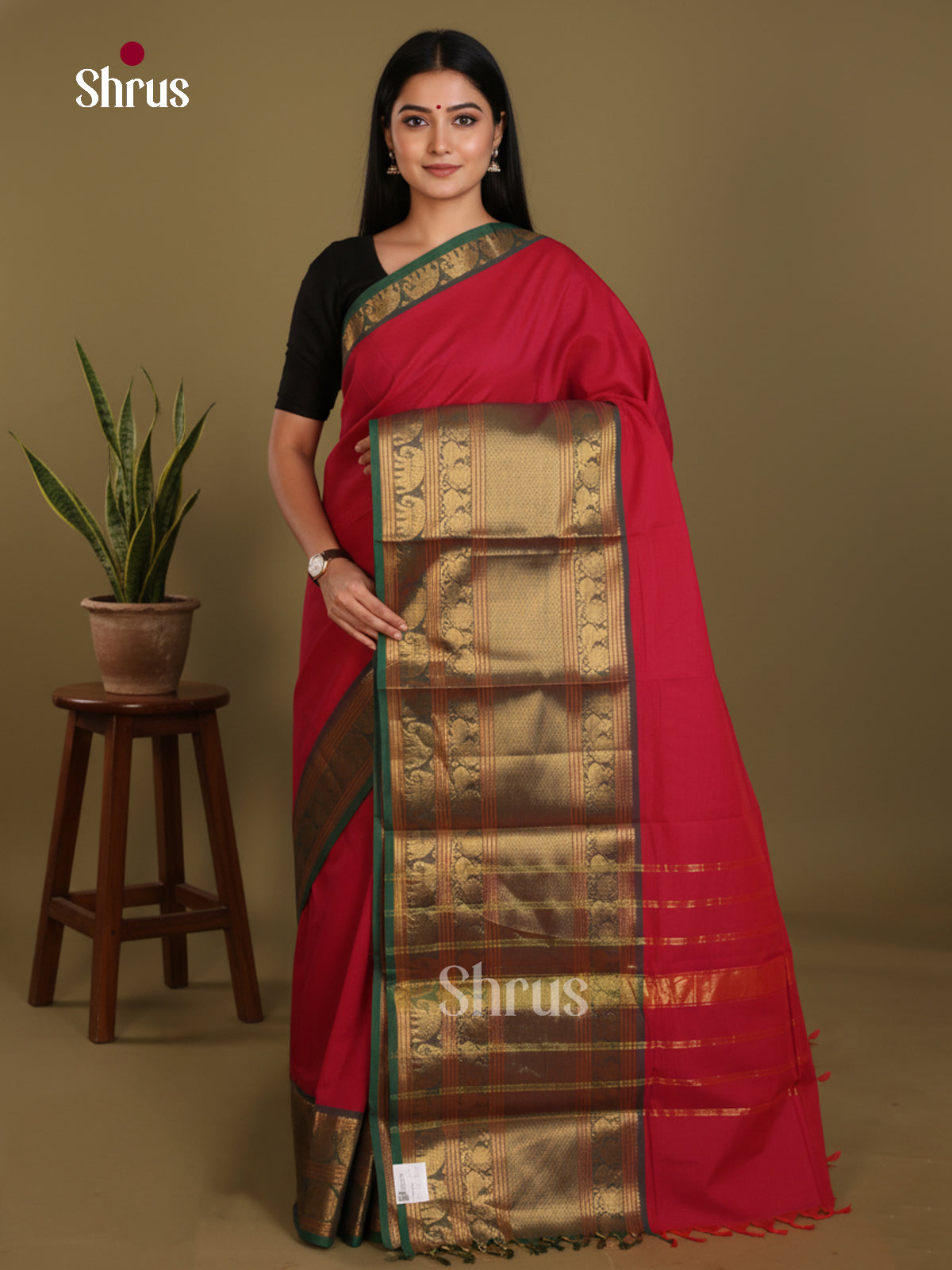 Red & Green- Narayanpet Cotton Saree