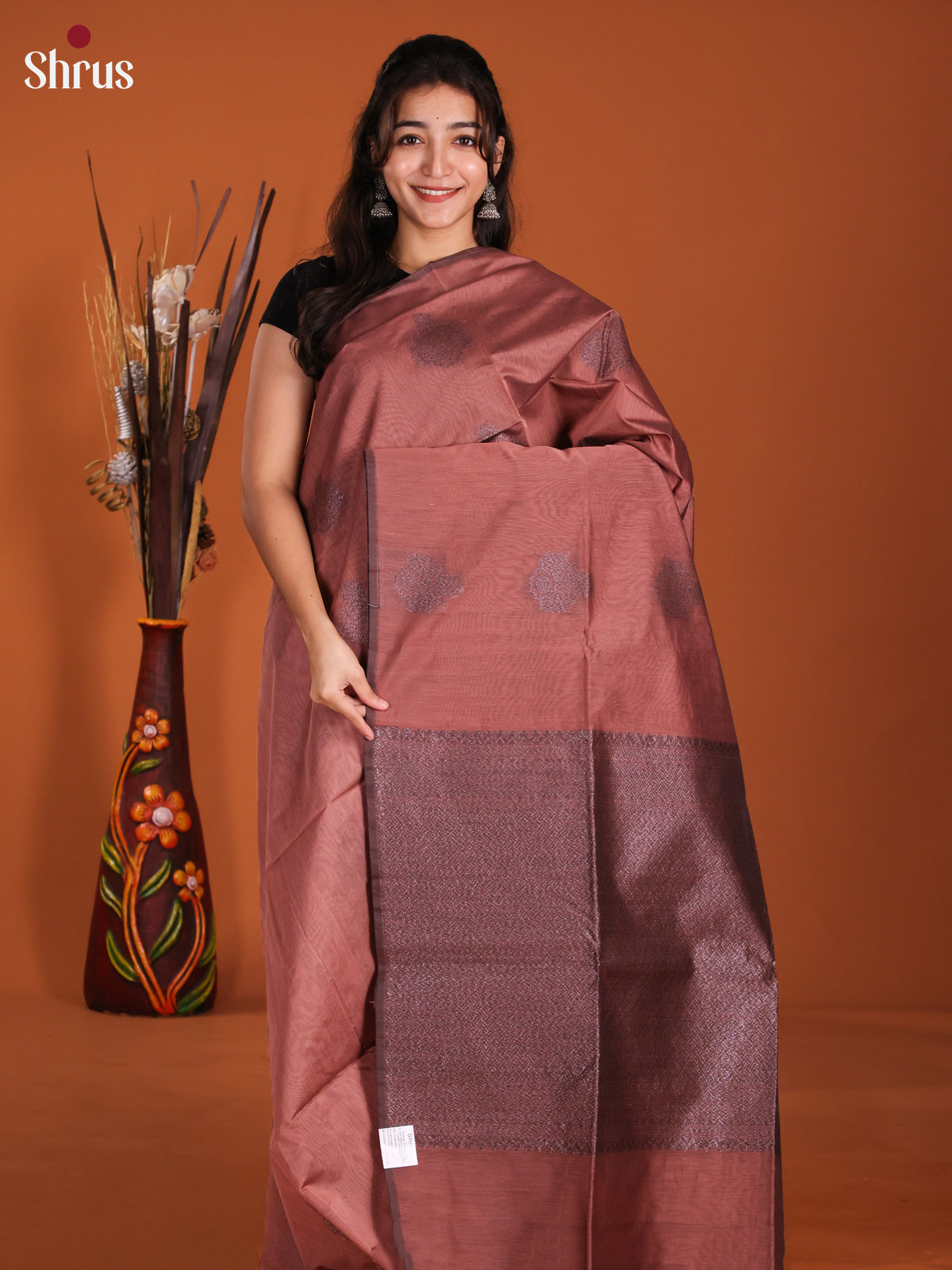 Brown  - Semi Silkcotton Saree- DKS26179