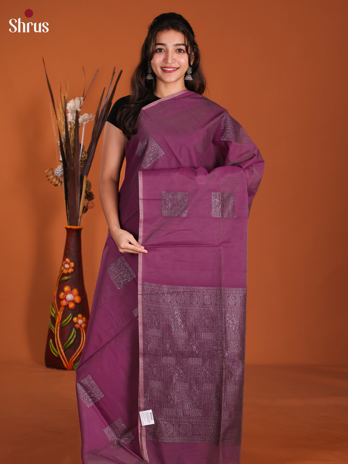 Purple - DKS26191 - Semi Silkcotton Saree