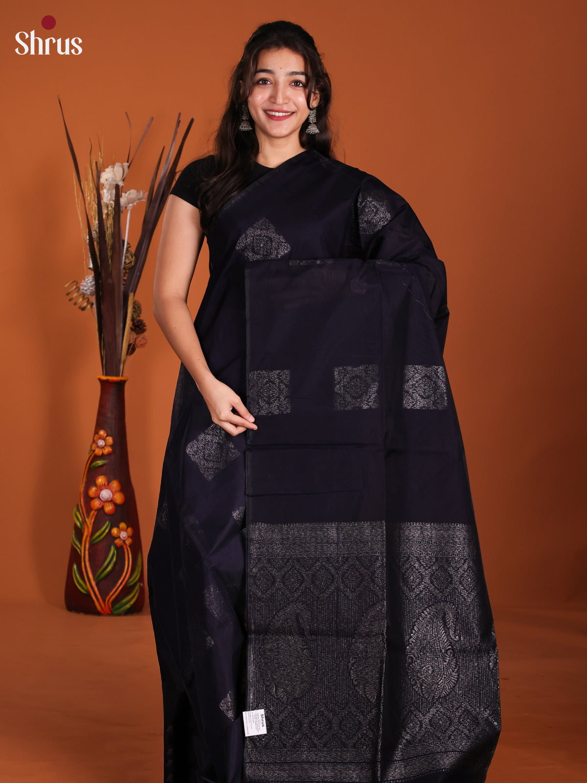 Navy Blue - Semi Silkcotton Saree - DKS26192