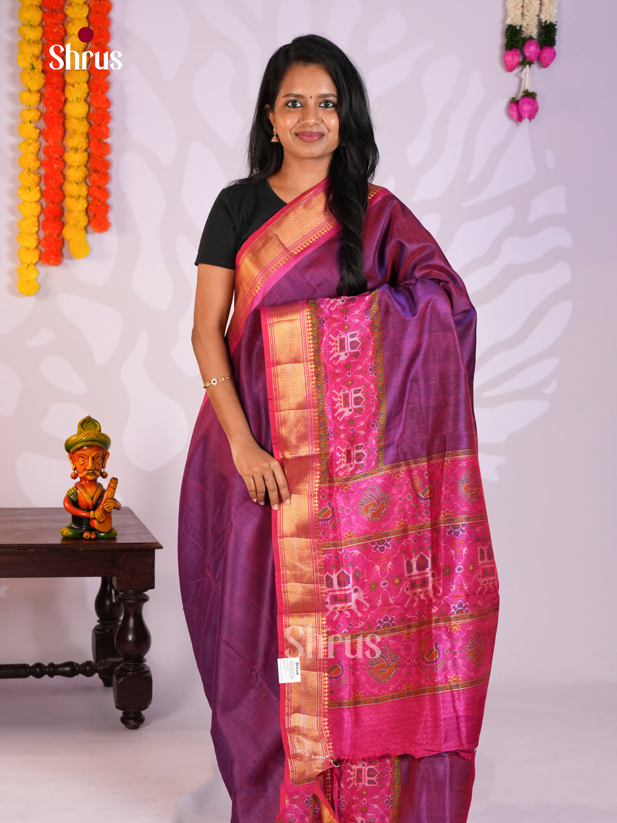 Purple & Pink - Semi Patola Saree -DKS26232