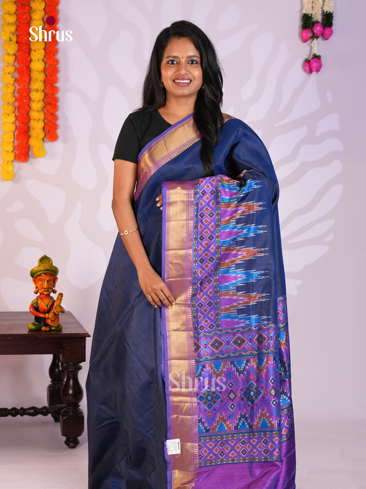 Blue & Purple - Semi Patola Saree - DKS26233 - Shop on Shrus.com
