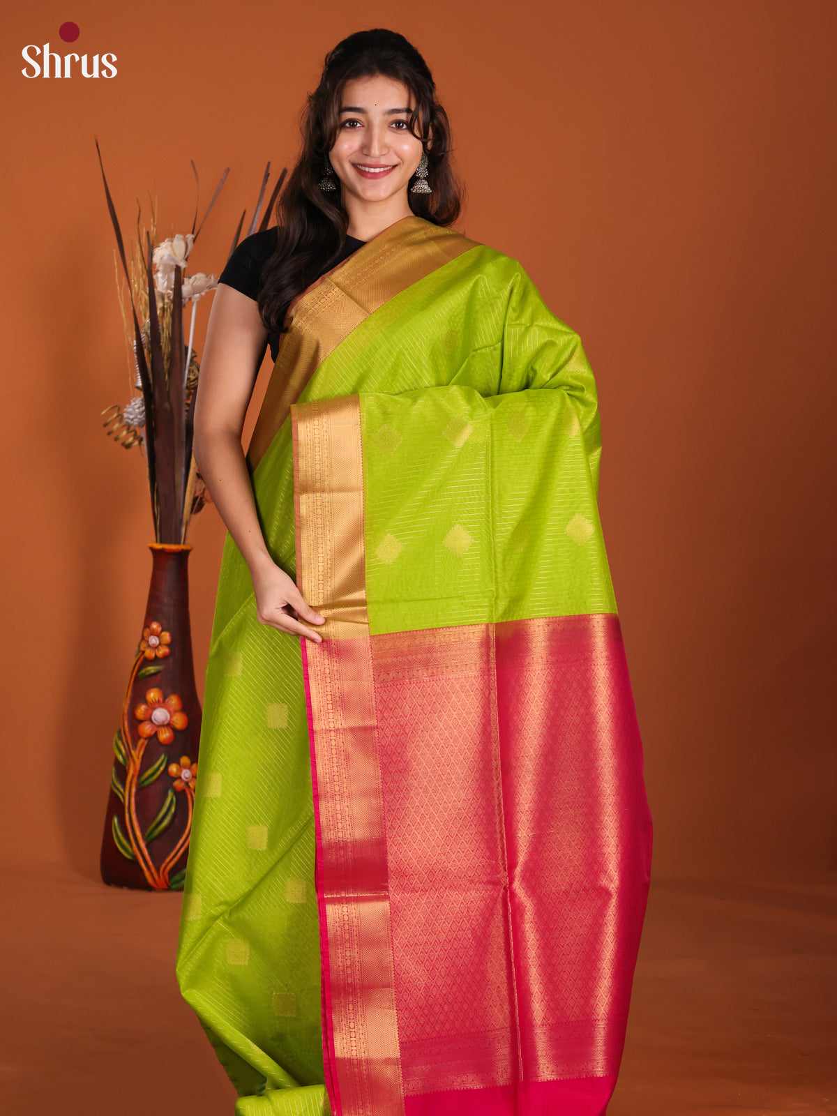 Light Green & Pink -DKS26310 - Semi Silkcotton Saree