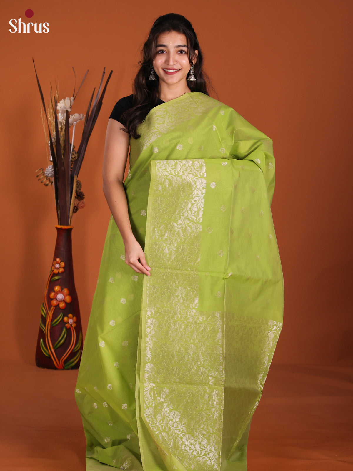 Light Green - Semi Silkcotton Saree-DKS26326 - Shop on Shrus.com