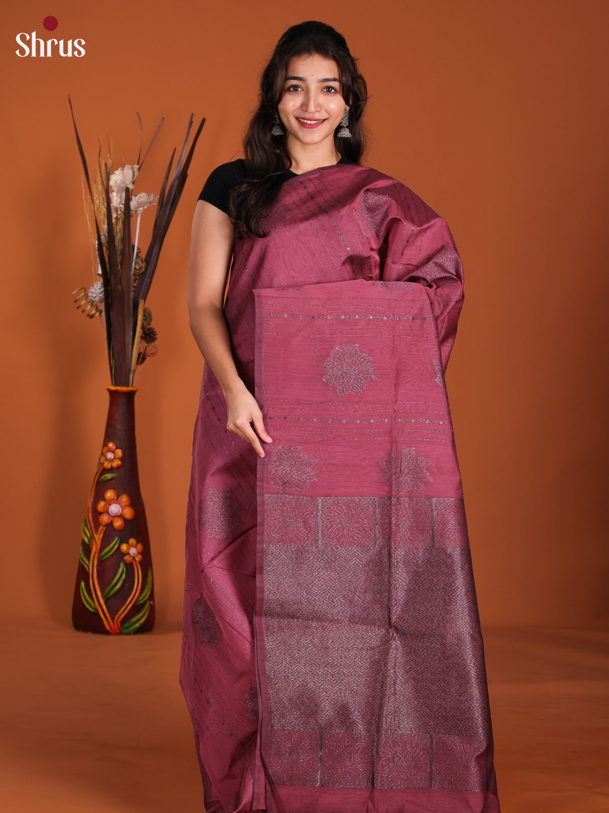 maroon- Semi Silkcotton Saree -DKS26355