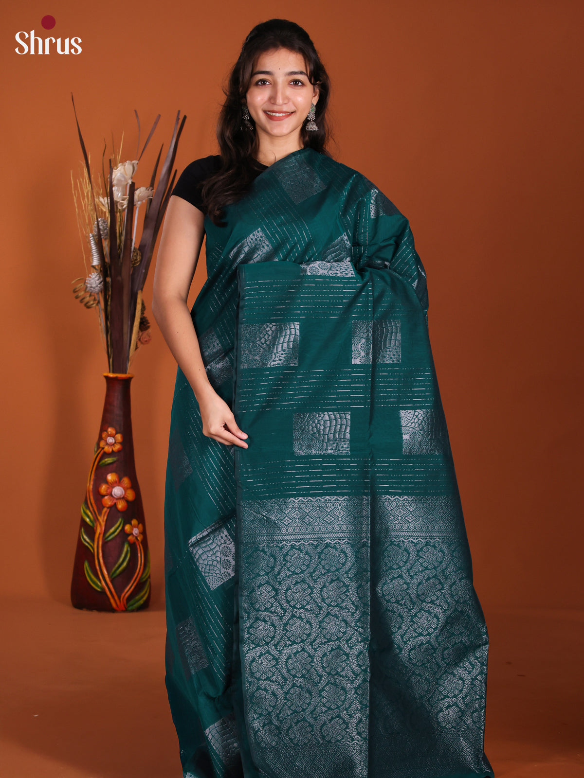 Green - Semi Silkcotton Saree-DKS26361