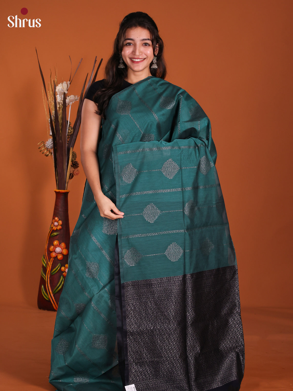 Green & Blue - Semi Silkcotton Saree-DKS26367
