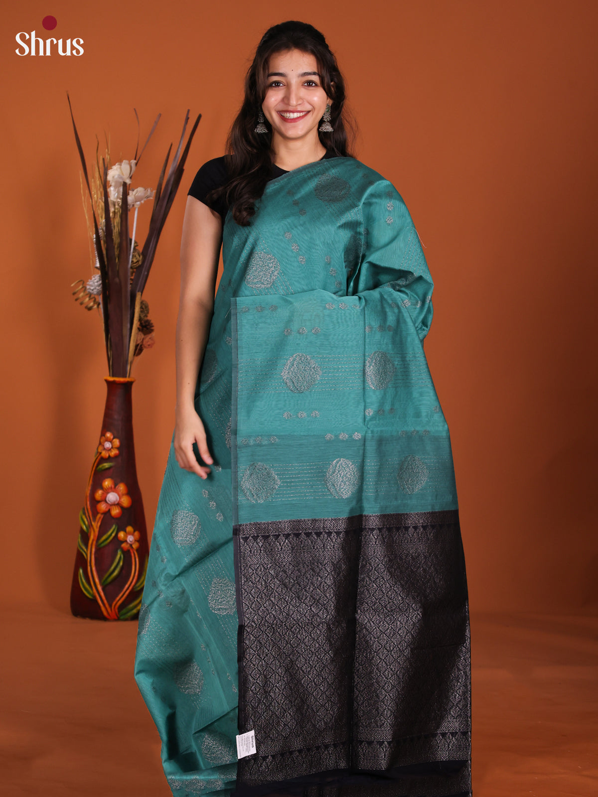 Green & Blue - Semi Silkcotton Saree - DKS26368