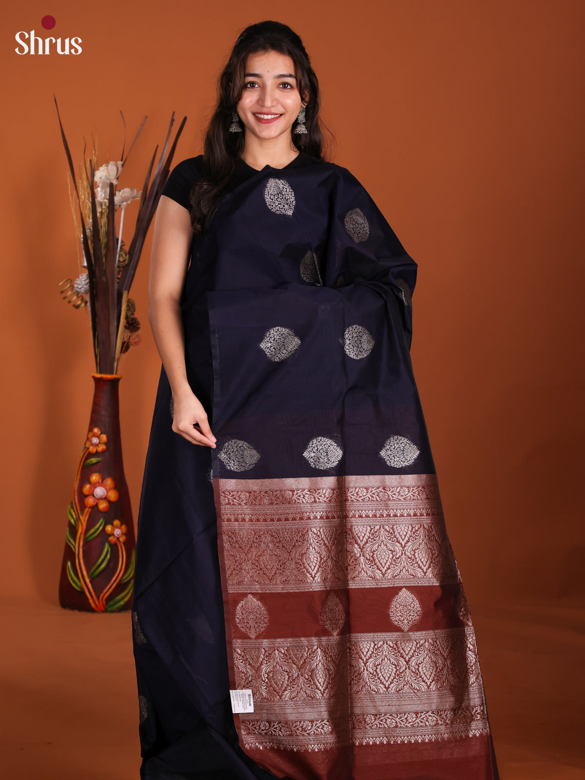 Blue & Arakku Maroon - Semi Silkcotton Saree -DKS26517 - Shop on Shrus.com