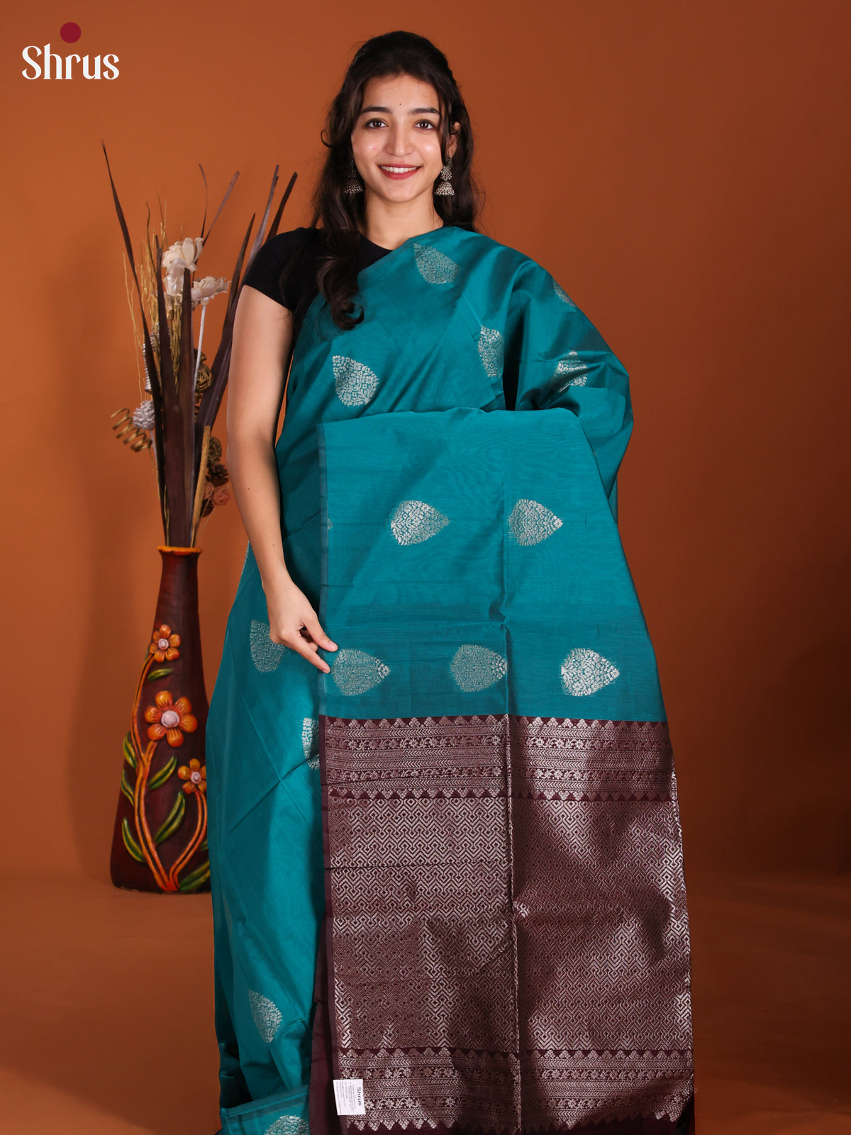 Blue & Maroon - Semi Silkcotton Saree -DKS26557 - Shop on Shrus.com