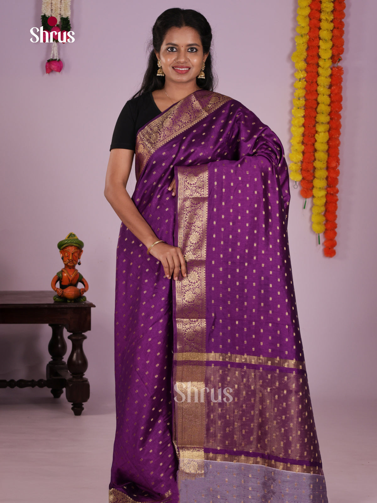 Violet - Semi Rawsilk Saree