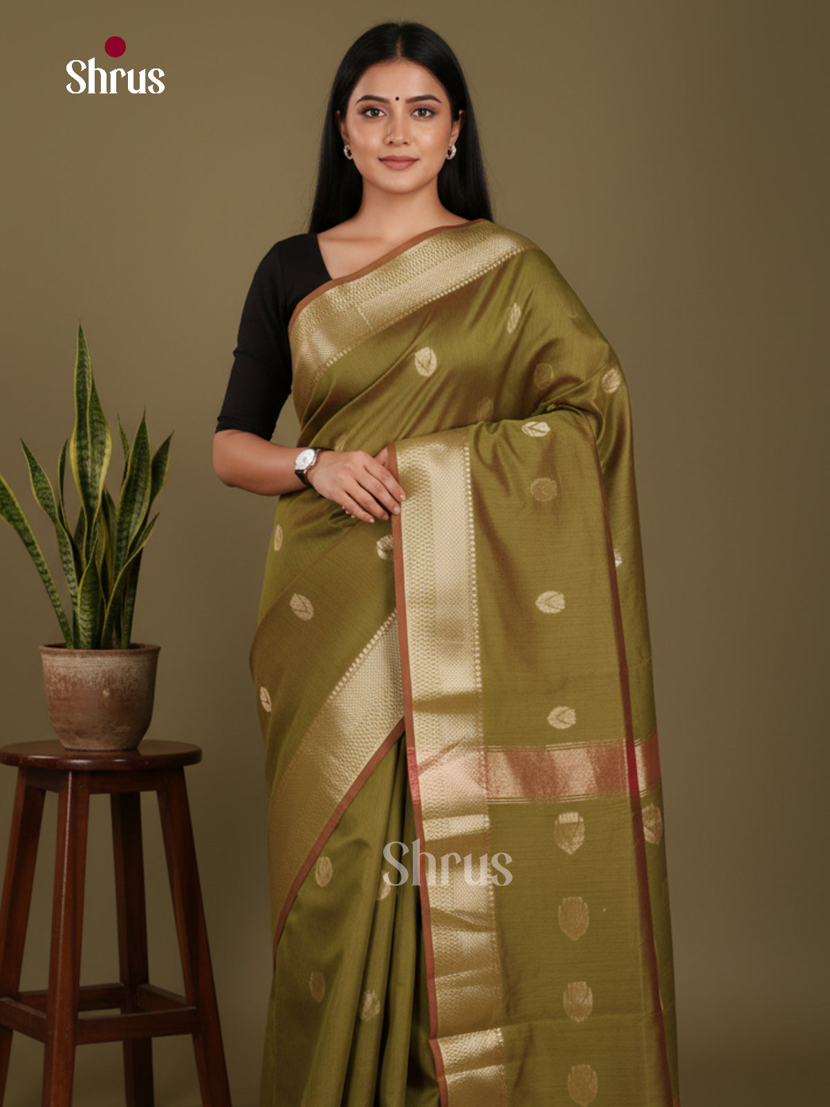 Mehandi Green- Art Maheshwari  Saree - Shop on Shrus.com