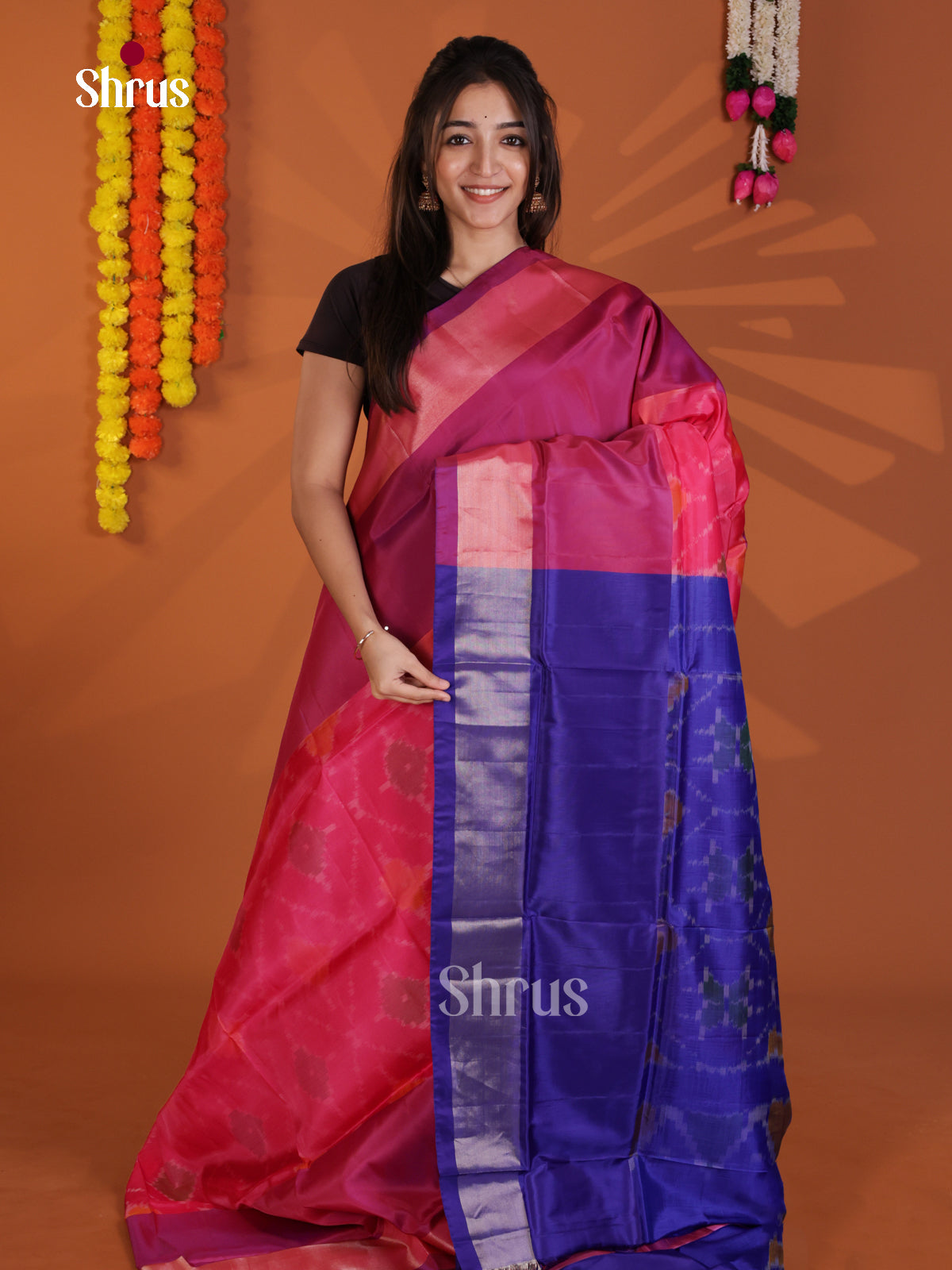 Pink & Blue- Semi uppada Saree