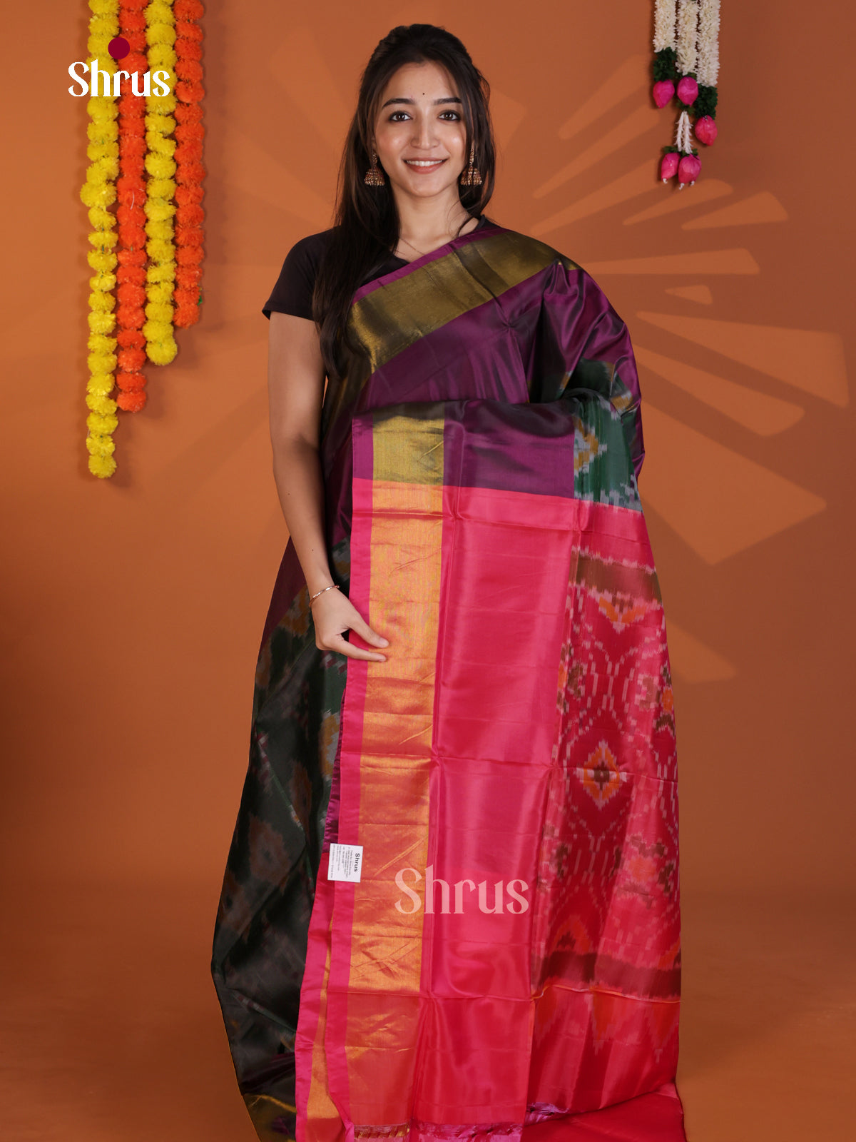 Green & Pink- Semi uppada Saree