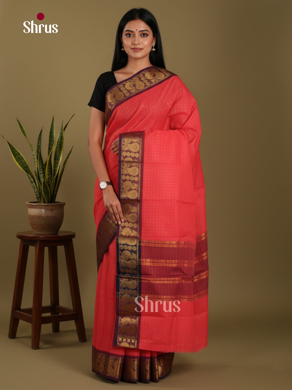 DKS28089 - Chettinad Mix Cotton-Without Blouse Saree