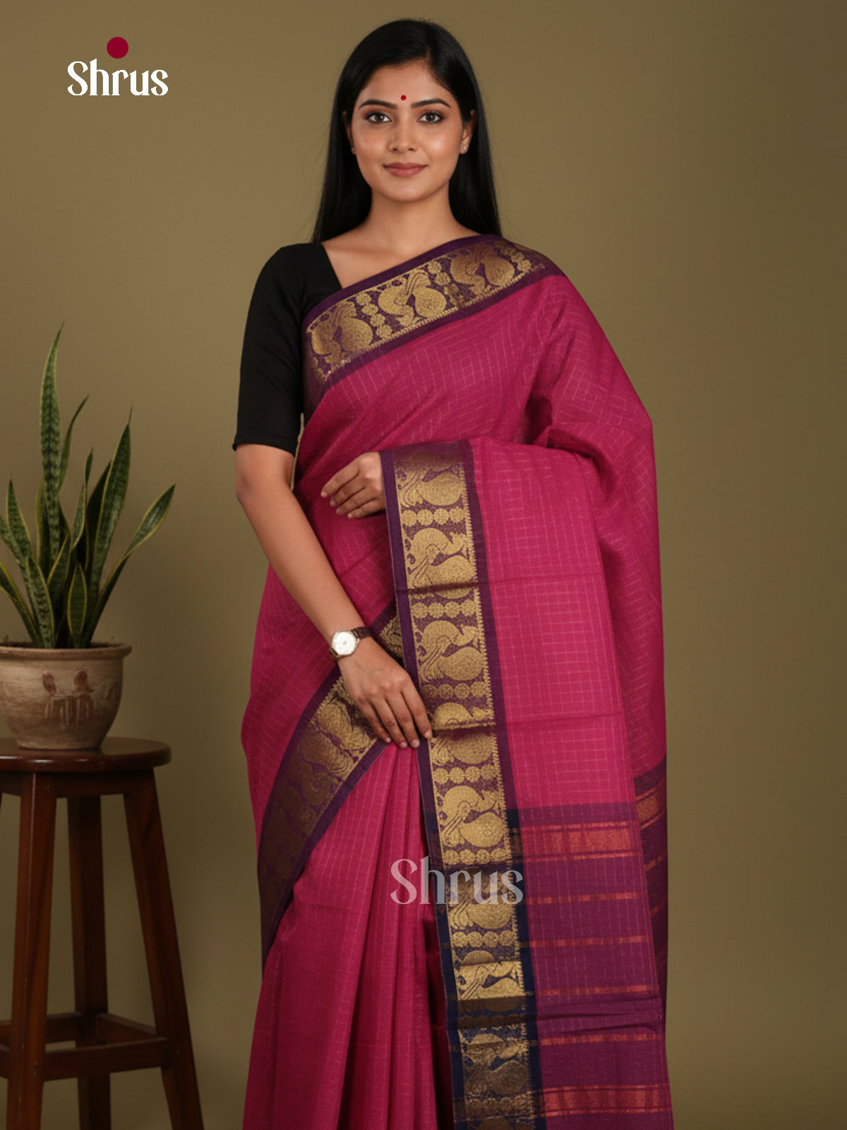 DKS28091 - Chettinad Mix Cotton-Without Blouse Saree