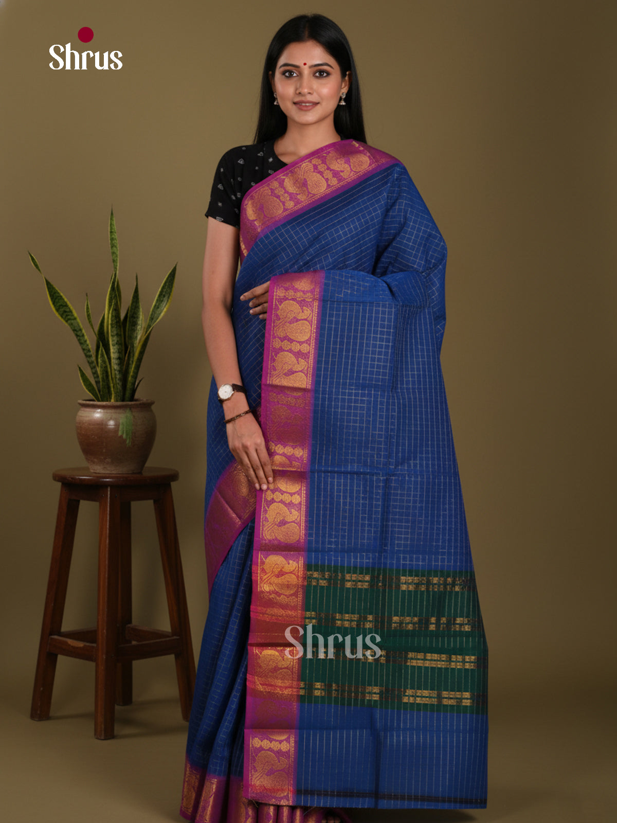 DKS28092 - Chettinad Mix Cotton-Without Blouse Saree