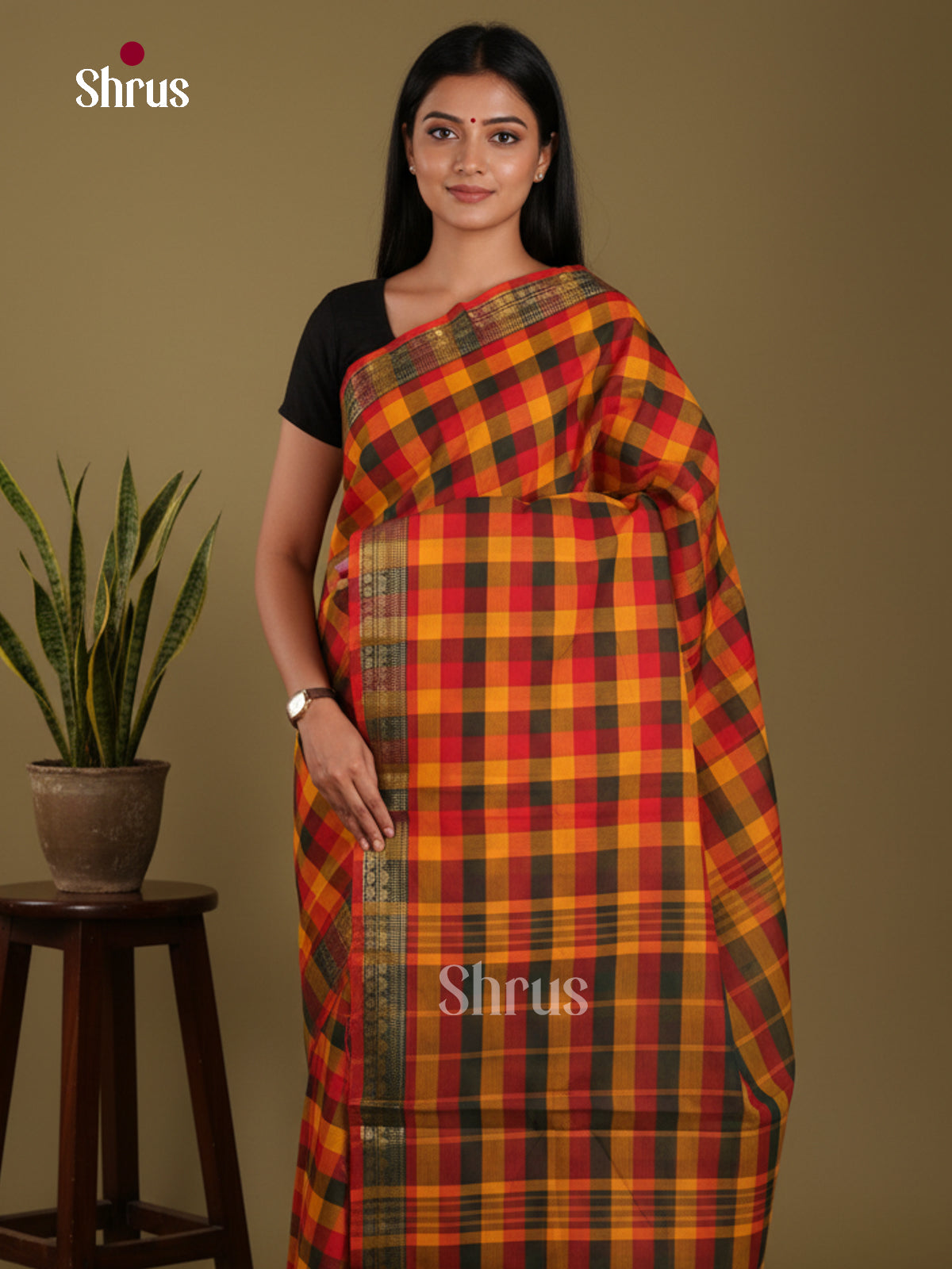 DKS28111 - Chettinad Mix Cotton-Without Blouse Saree