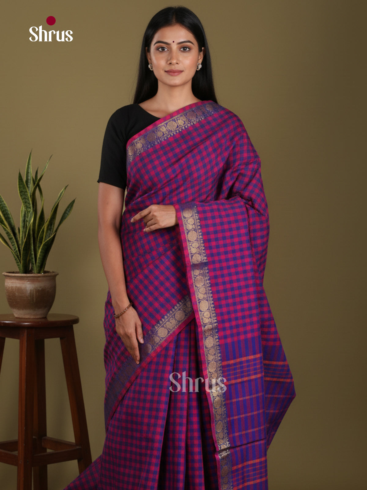 DKS28112 - Chettinad Mix Cotton-Without Blouse Saree