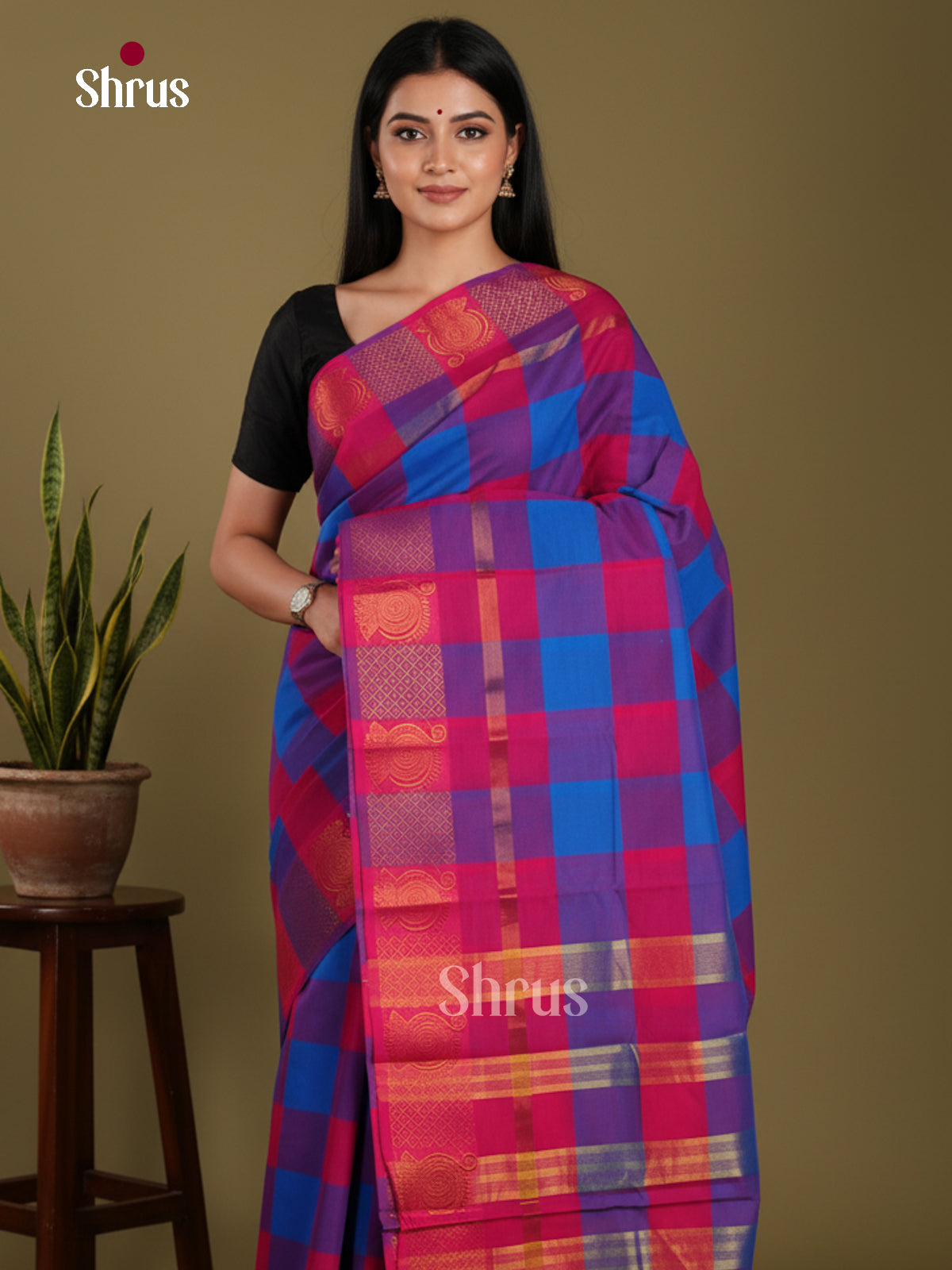 DKS28123 - Chettinad Mix Cotton-Without Blouse Saree