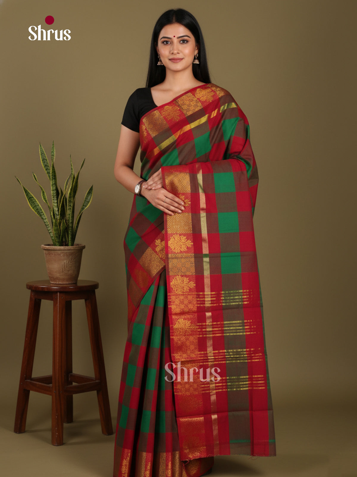 DKS28128 - Chettinad Mix Cotton-Without Blouse Saree