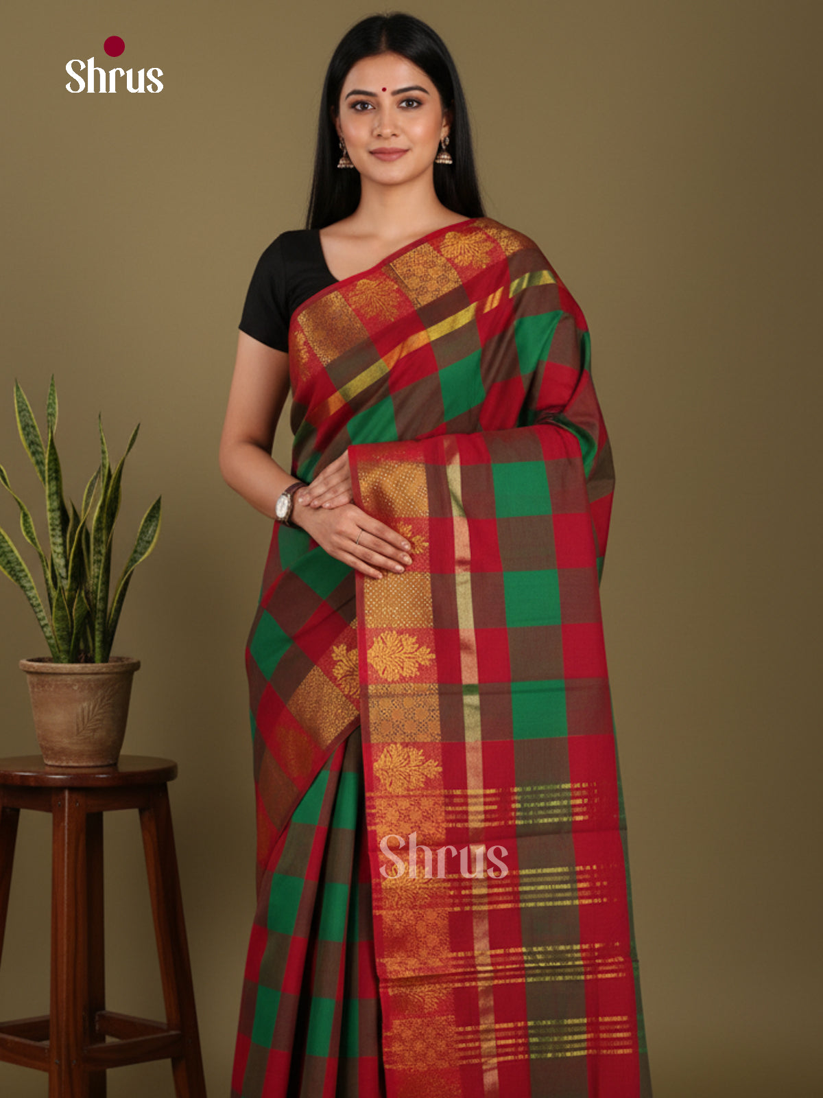 DKS28128 - Chettinad Mix Cotton-Without Blouse Saree