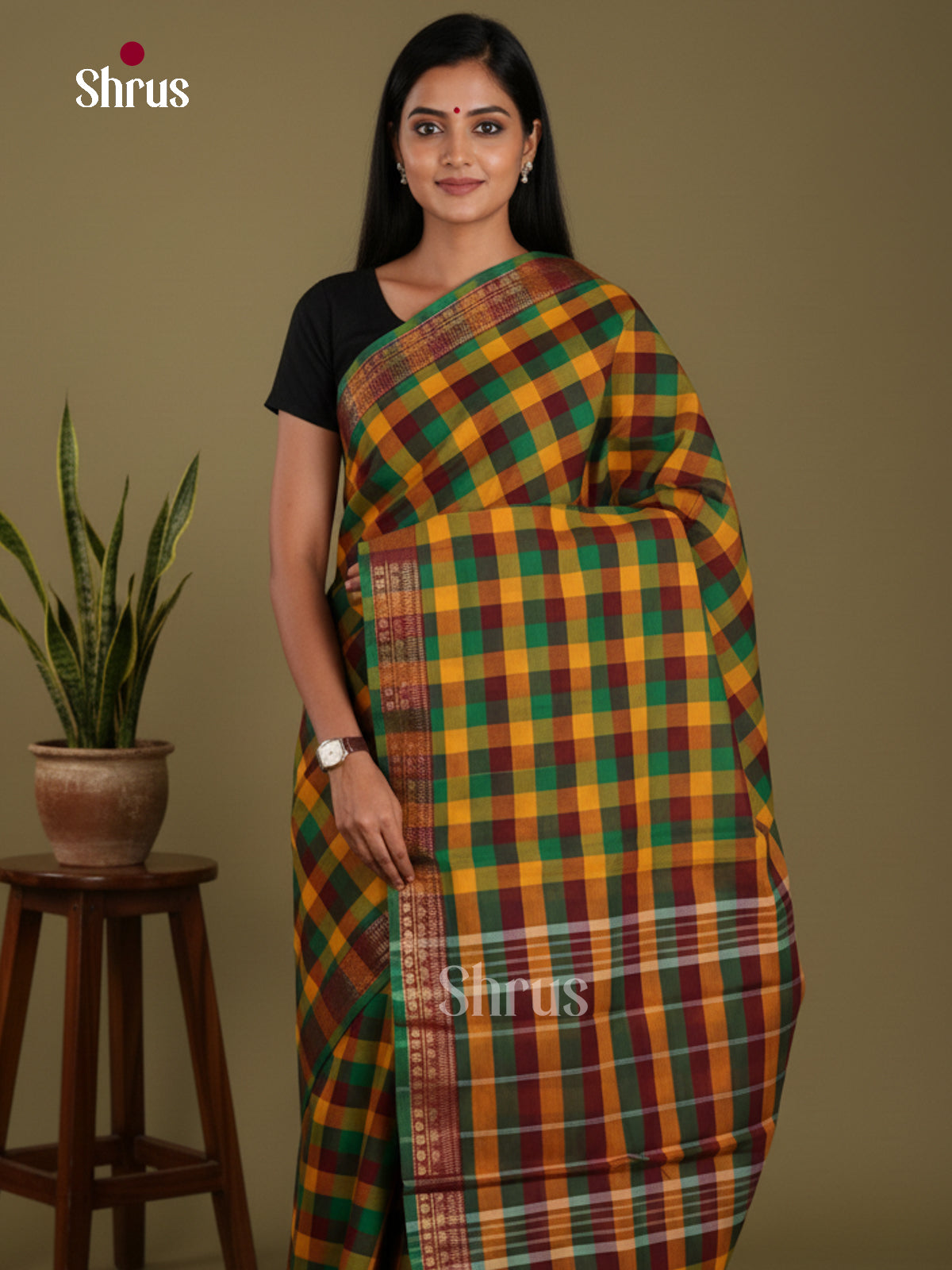 DKS28131 - Chettinad Mix Cotton-Without Blouse Saree