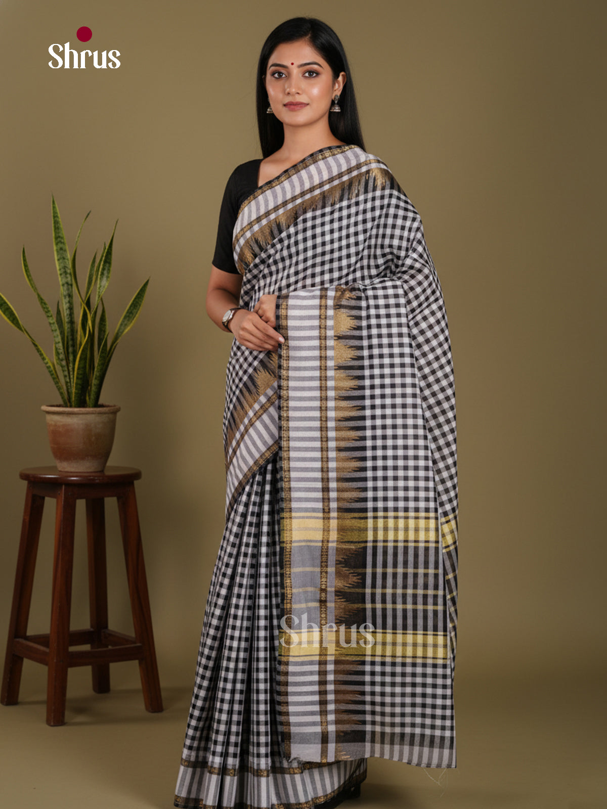 DKS28132 - Chettinad Mix Cotton-Without Blouse Saree - Shop on Shrus.com