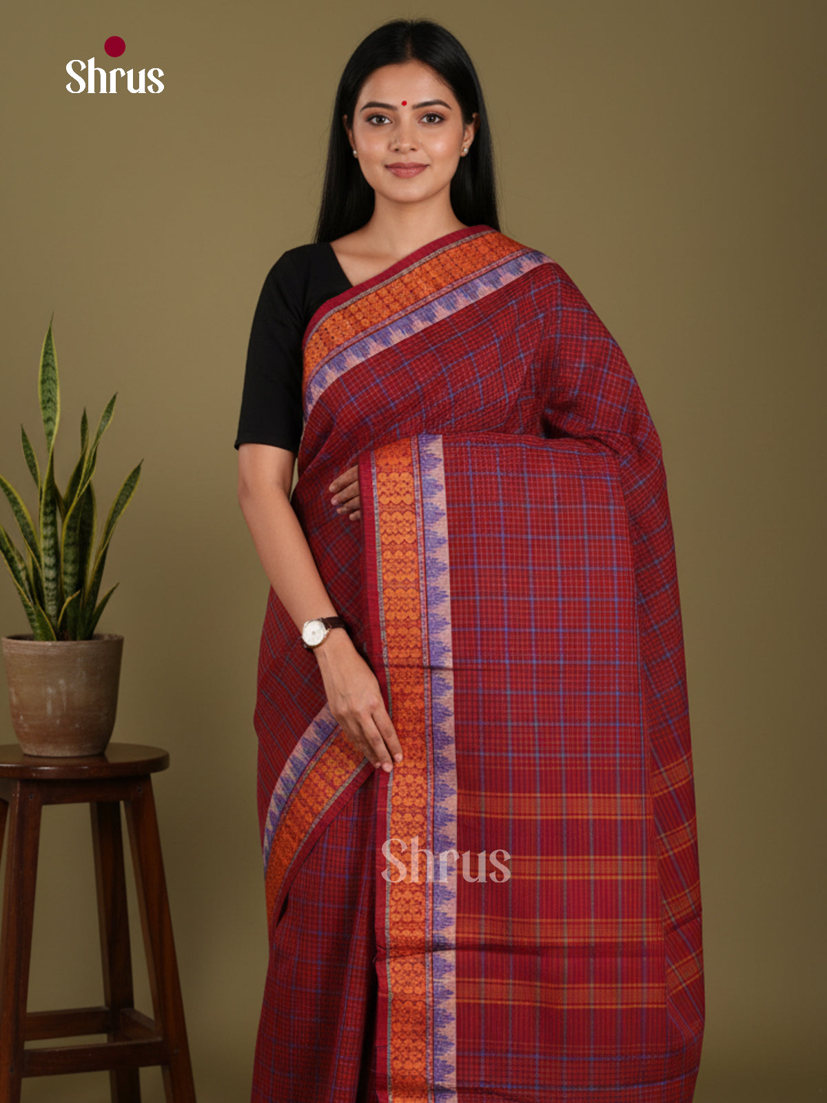 DKS28134 - Chettinad Mix Cotton-Without Blouse Saree