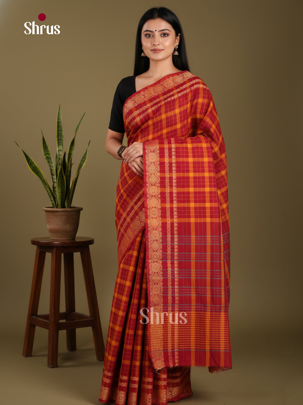 DKS28135 - Chettinad Mix Cotton-Without Blouse Saree