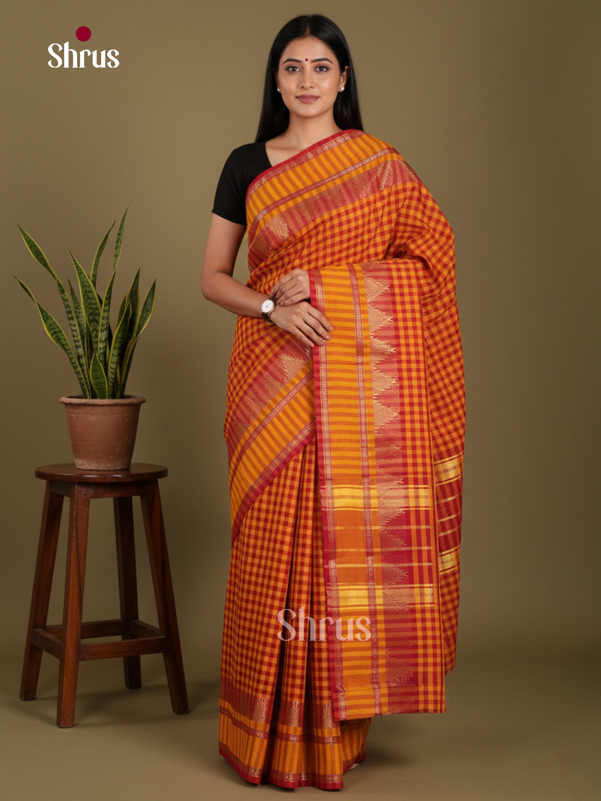 DKS28148 - Chettinad Mix Cotton-Without Blouse Saree
