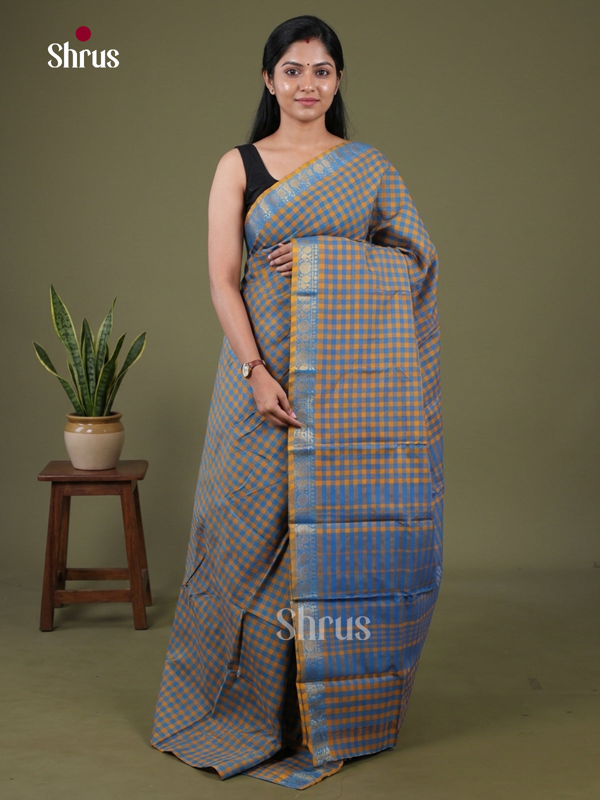 DKS28149 - Chettinad Mix Cotton-Without Blouse Saree