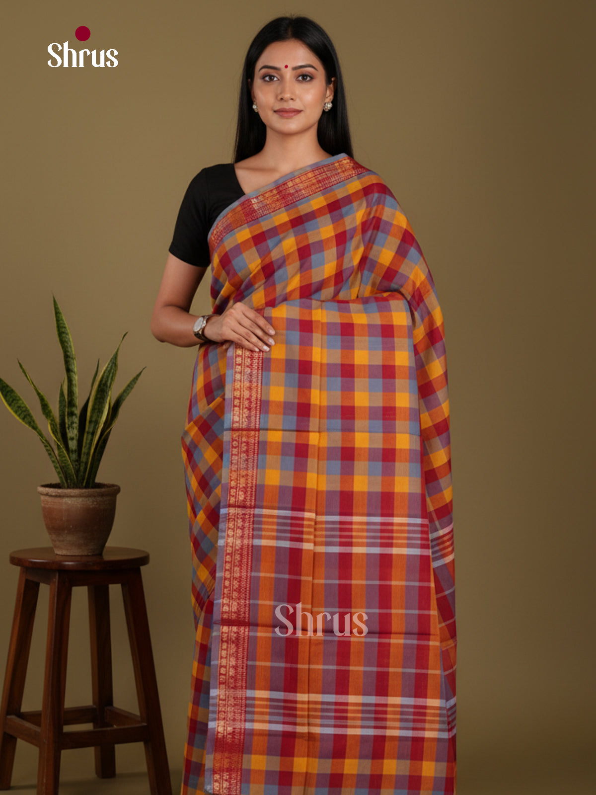 DKS28150 - Chettinad Mix Cotton-Without Blouse Saree