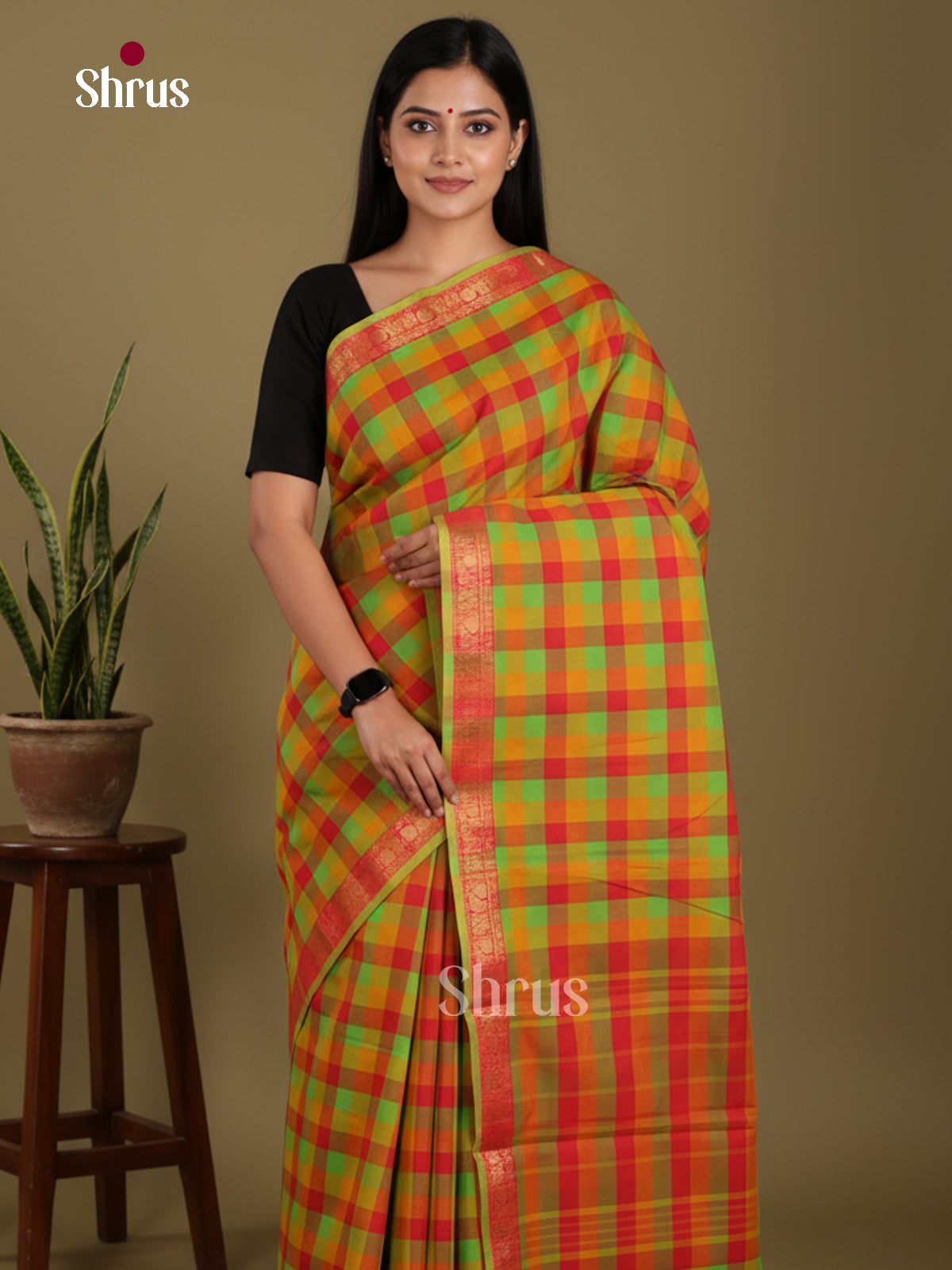 DKS28152 - Chettinad Mix Cotton-Without Blouse Saree