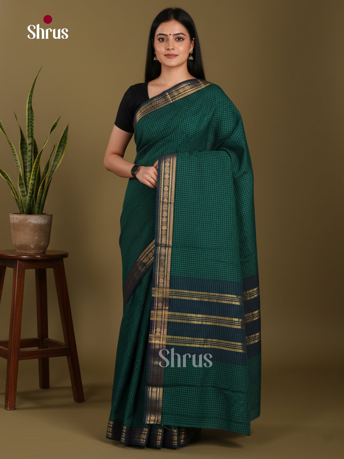 DKS28161 - Chettinad Mix Cotton-Without Blouse Saree - Shop on Shrus.com