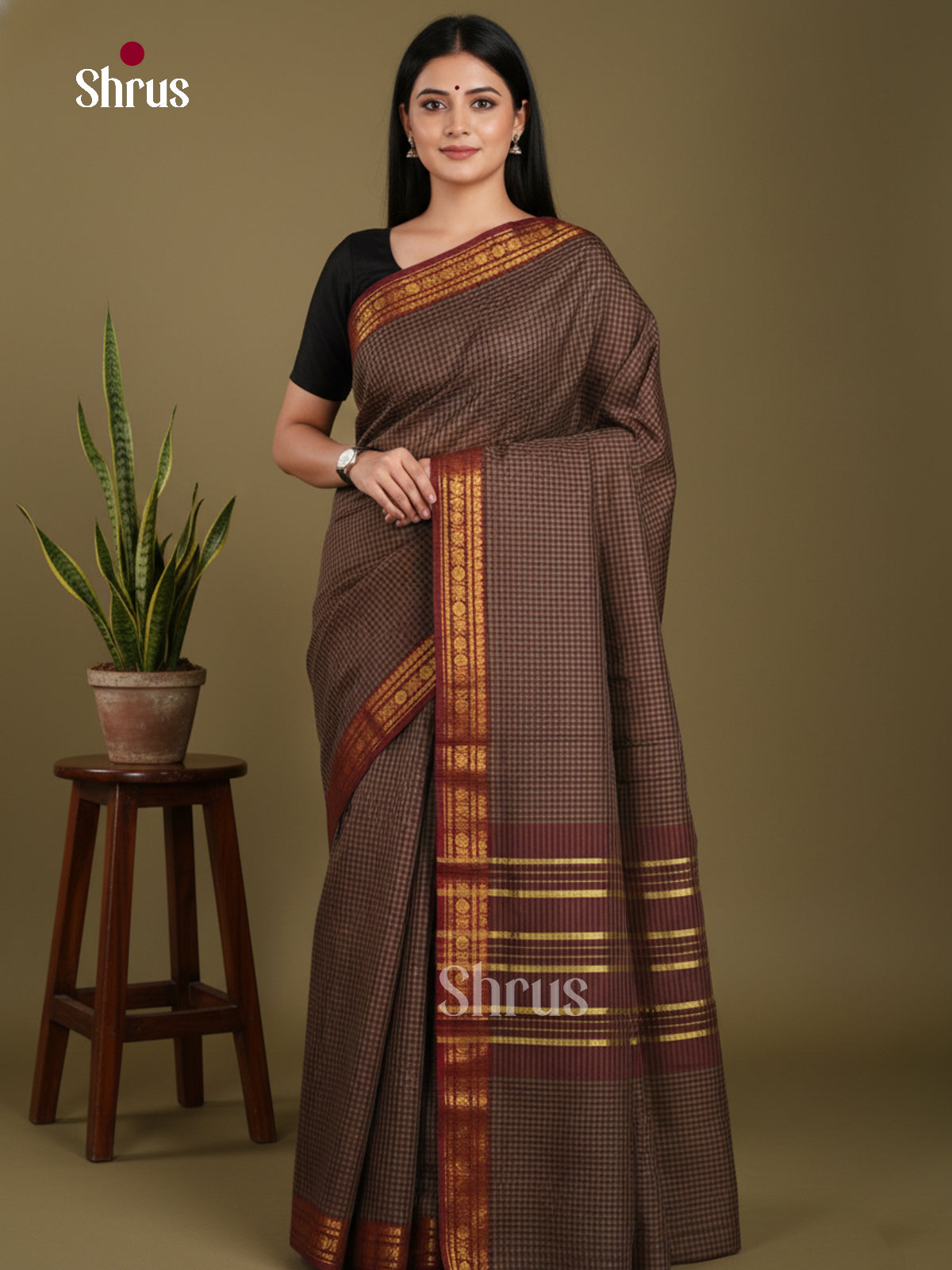 DKS28162 - Chettinad Mix Cotton-Without Blouse Saree - Shop on Shrus.com
